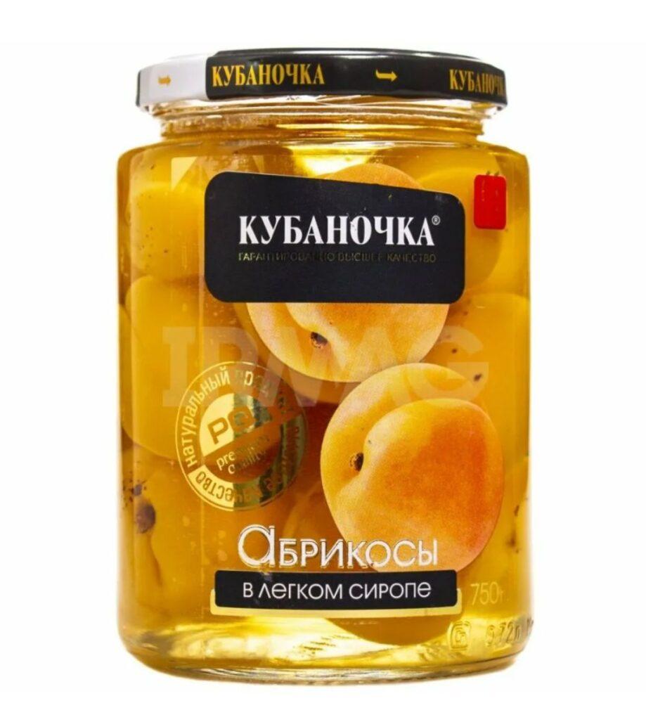 Товар Абрикосы в лёгком сиропе Кубаночка г