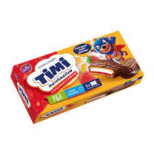 Печенье сэндвич TIMI marshmallow с клубникой и сливками 1168