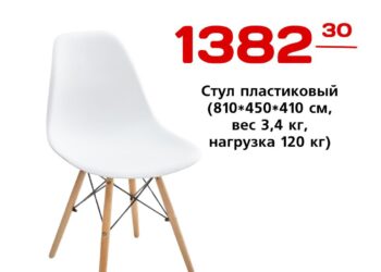 Стул пластиковый 810450410 см, вес 3,4 кг, нагрузка 120 кг
