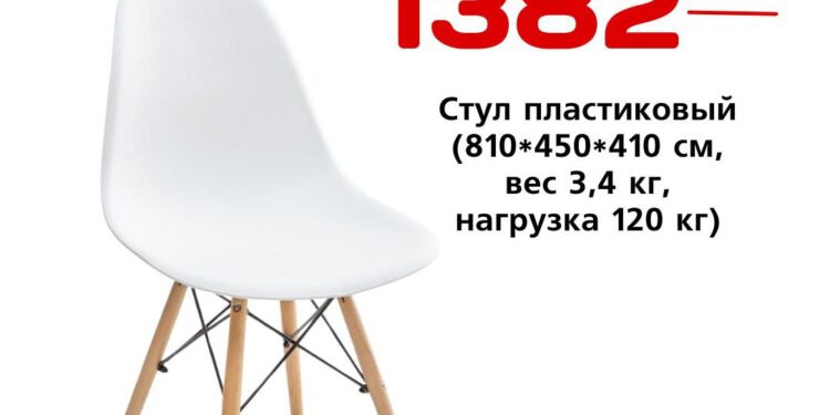 Стул пластиковый 810450410 см, вес 3,4 кг, нагрузка 120 кг