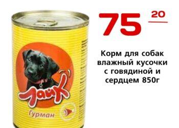 Корм для собак влажный кусочки с говядиной и сердцем 850г